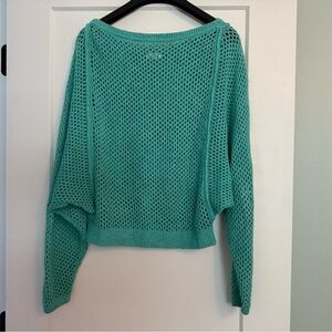 Anthropologie Pilcro Turquoise Open-Knit Sweater